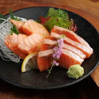 Raw salmon sashimi