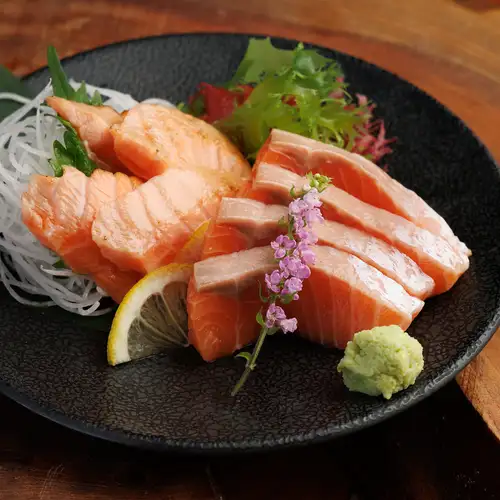 Raw salmon sashimi