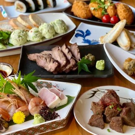 『贅沢コース』選べるメイン料理と和牛ざんまい！3時間飲み放題付き【10品7000円→6000円】