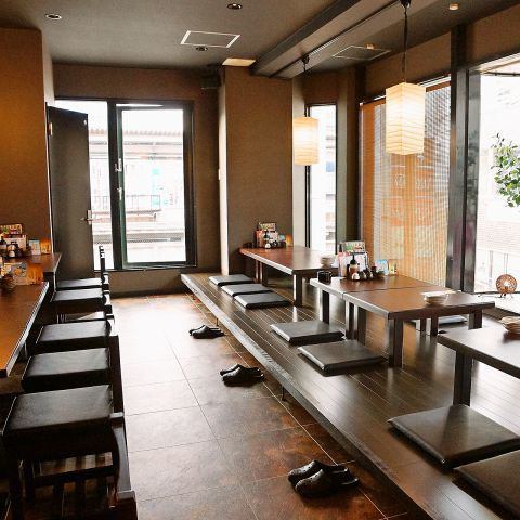 The restaurant is based on wood and has a modern Japanese feel to it.