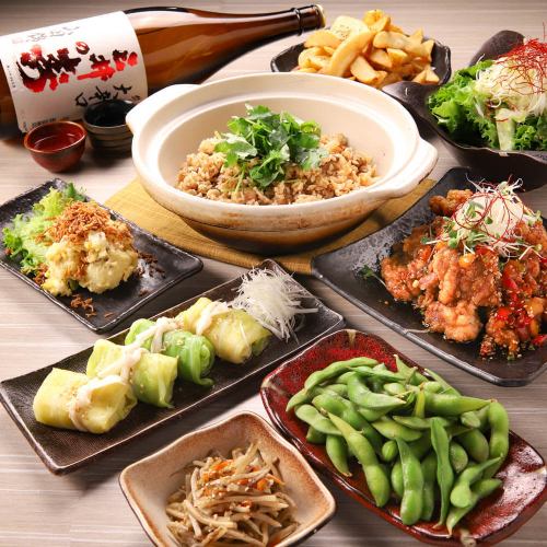 2小時無限暢飲，北海道章魚和烤信玄雞等9道菜“花套餐”3,300日元