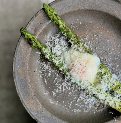 Grilled jumbo asparagus from Tomiya