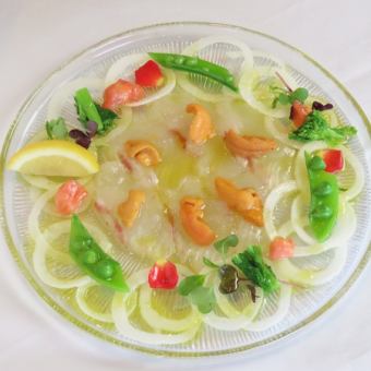 市場より天然朝〆の本日のカルパッチョ