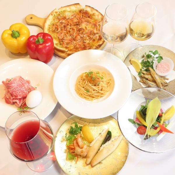 【パーティー人気No.1コース】旬の食材をつかったシェフのおまかせ全6品＋2H全ドリンク飲み放題付きコース