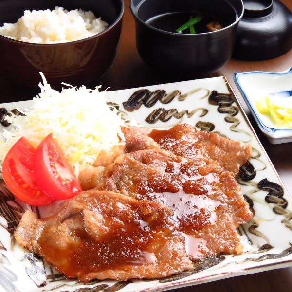 [Repeat one after another] Domestic barley pork ginger-grilled set meal