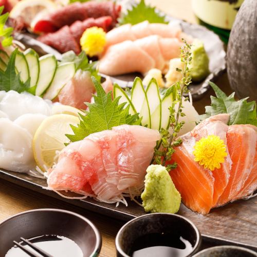 ≪花コース≫お刺身3点盛&鉄板焼き等お得な宴会コース◎3h飲み放題【9品】6050⇒4950円(税込)