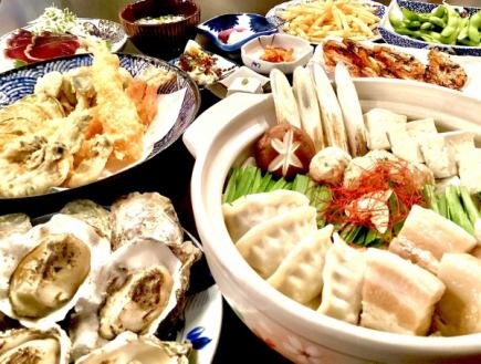 【1番人気】全12品+120分飲み放題 角煮鍋、蒸牡蠣付き