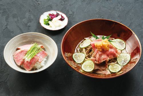 和牛刺しの肉まぶし寿司ランチセット