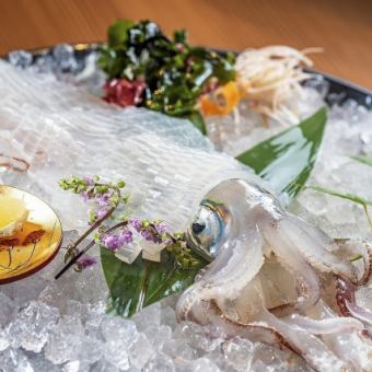 ★平日限定★贅沢コース★イカの活き造りに加え雲丹も★飲み放題付