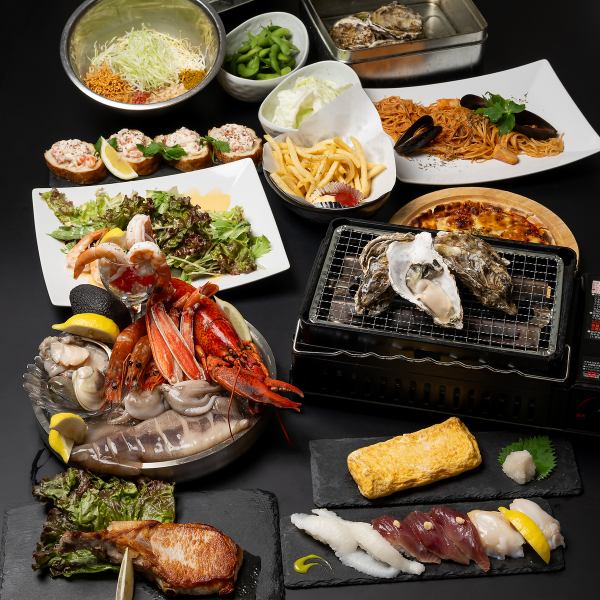 【海鮮焼きコース】は全11品と2時間飲み放題付き！誕生日の方には名前入りデザートプレートをプレゼント！
