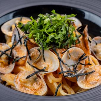 Japanese-style pasta with mentaiko and Asari