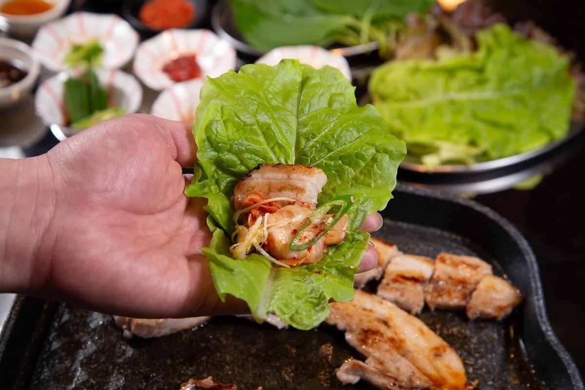 [宴會套餐]韓式鐵板燒套餐+五花肉無限暢飲4,000日圓