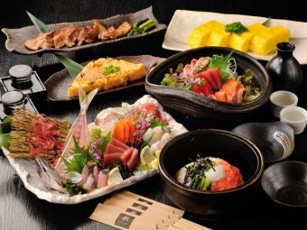 [Carefully selected delicious sweets course] 3 dishes of directly delivered sashimi + 9 dishes of beef tongue sasakama charcoal grilled, 120 minutes with all-you-can-drink local sake 5,000 yen → 4,000 yen