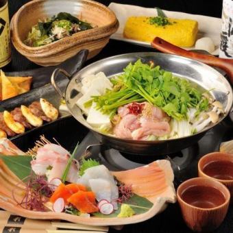 Includes hot pot [Carefully selected delicious course] 3 pieces of sashimi + 9 dishes of beef tongue sasakama charcoal grilled 120 minutes with all-you-can-drink local sake 5,000 yen → 4,000 yen