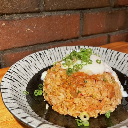 Kimchi fried rice with soft-boiled egg
