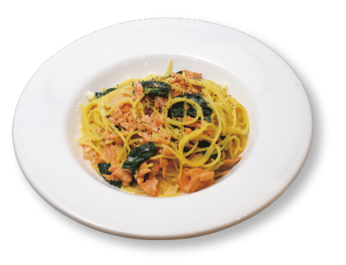 Cream pasta with salmon and spinach/Tomato cream pasta with shrimp and broccoli