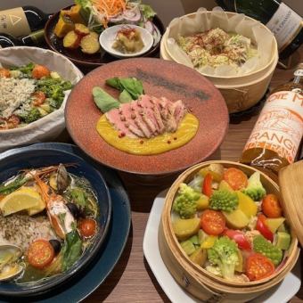 【モエ・エ・シャンドン★プレミアム飲み放題付き】 蒸しと洋の融合、泡蒸酒房 春の贅沢コース