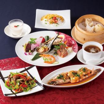 海老の饗宴コース 特大海老ガーリック蒸しや牛肉の黒胡椒炒めなど全7品 お料理のみ