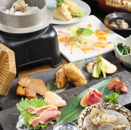 【日本酒25種飲放付】かご焼2種、鰹のタタキ含む計9品 吟八春コース6000円⇒5500円