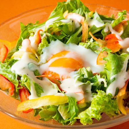 Caesar salad ~ topped with warm egg ~