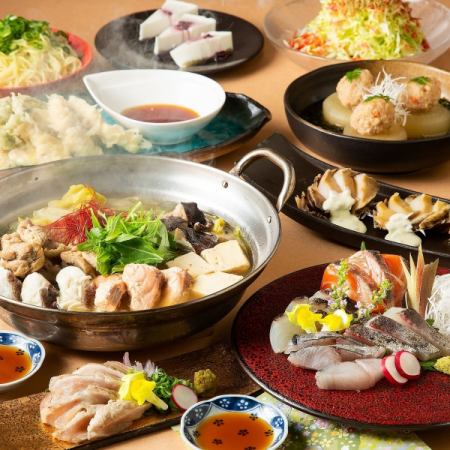 Popular ★ 2 hours all-you-can-drink with beer ◆ 3 types of fresh fish x straw-grilled Kagoshima chicken x hot pot of your choice ◆ Colorful course * hot pot available