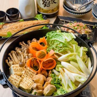 2.5時間飲み放題付【冠地鶏の鳥すき鍋or鶏塩鍋コース】7800円