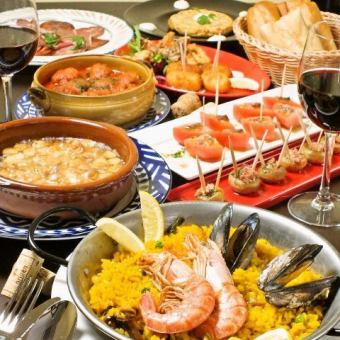 [Enjoy Spain Course] 9 dishes including Spanish-style meatballs for 3,800 yen ★ 2 hours of all-you-can-drink for an additional 2,000 yen