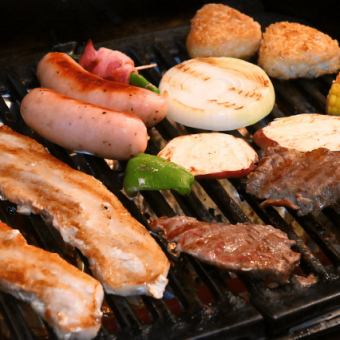 【食材無し】冬でも暖か！自分好みのBBQを屋内で楽しむ持ち込みBBQコース！！