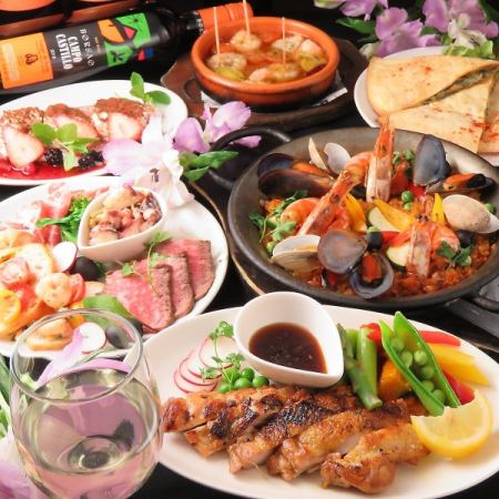 Recommended for girls' night out & Barrel Sparkling is also OK♪ All 8 dishes including all-you-can-drink for 4000 yen