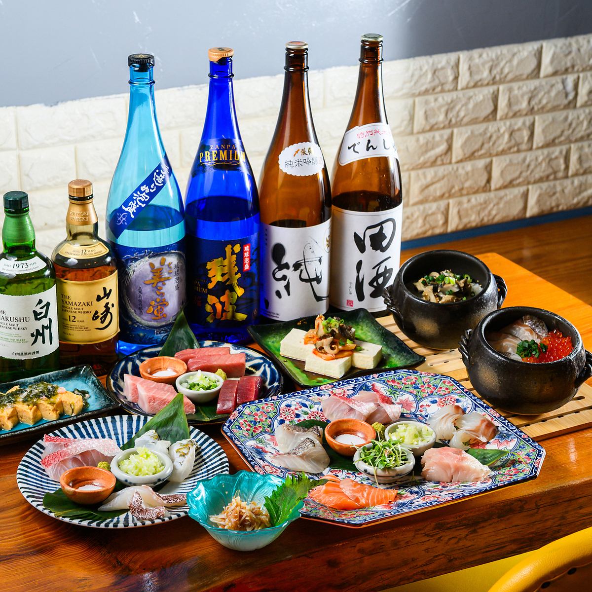 鮮魚に合う日本酒を厳選。料理とのペアリングをお楽しみください