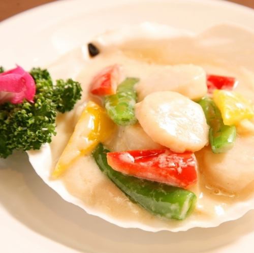 帆立の胡麻炒め