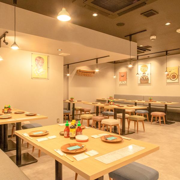 [Open and stylish space] The bright interior has tables, counters and other seating available for any occasion.