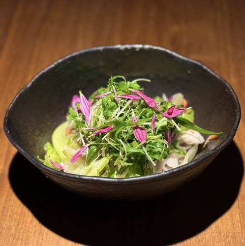 Warm pork shabu salad with fragrant dashi stock