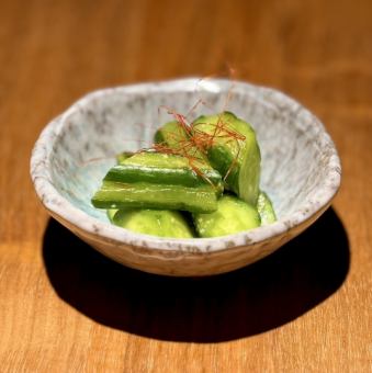 Whole cucumber pickled in wasabi