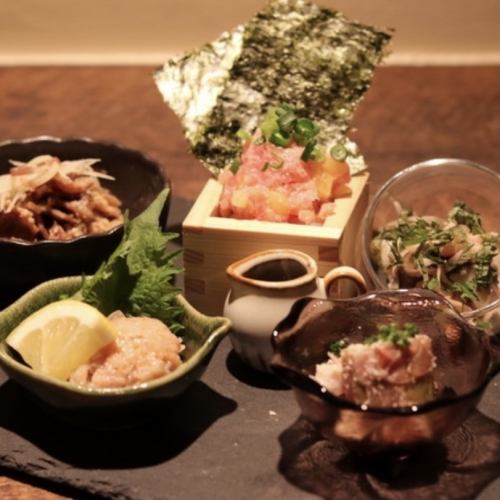 A bistro dish using Japanese ingredients that go well with sake