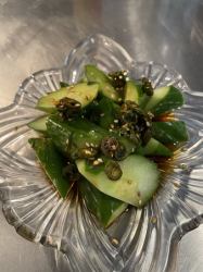 Spicy cucumber with homemade green chili soy sauce