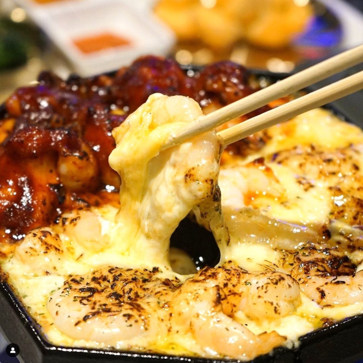 [Exquisite] Enjoy samgyeopsal and shrimp cheese fondue♪