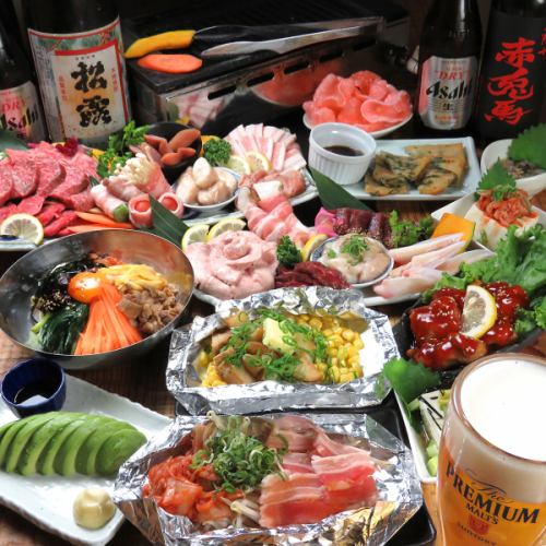焼肉・ホルモンだけじゃない！野菜巻きや韓国料理など人気のある商品も食べ放題でお楽しみいただけます！