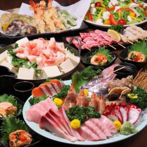 Popular course! Includes today's recommended sashimi (all-you-can-drink for 2 hours) [5,000 yen (tax included)]