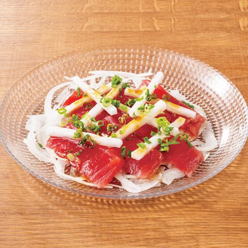 Tuna and yam carpaccio with wasabi