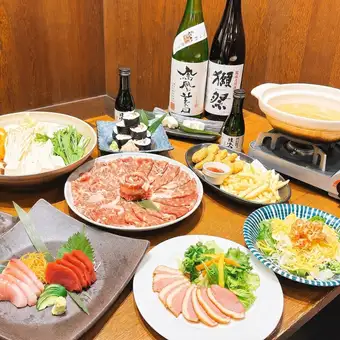 【忘新年会コース】豪華な黒毛和牛しゃぶしゃぶを心ゆくまで大満喫！7品飲み放題付4500円(税込)