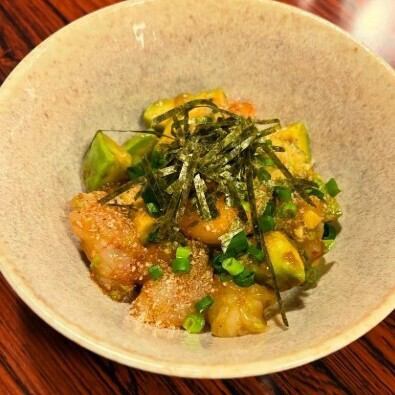 Red shrimp and avocado tartare