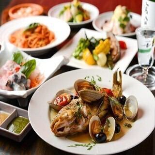 ■土日祝限定【ランチコース/１名～前菜～サラダ～スープ～バケット～選べるメイン～デザート】