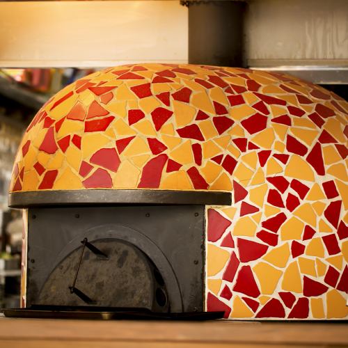 Authentic pizza baked in a kiln