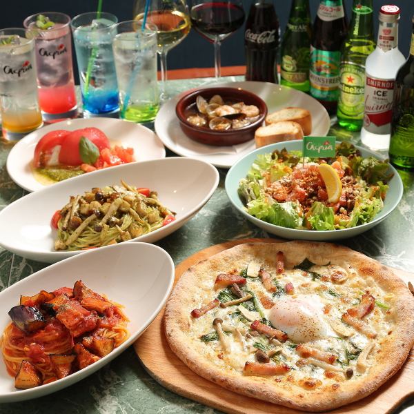 香ばしい焼きたてピザともちもち生パスタ