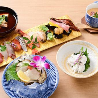 【匠 ディナーコース】毎朝市場で仕入れる新鮮食材を使用 先付2品,鮨12貫,デザートの特別プラン