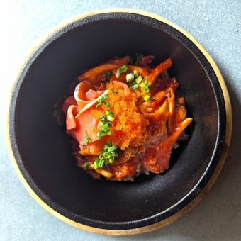 炙りサーモンと茸のトマトリゾット