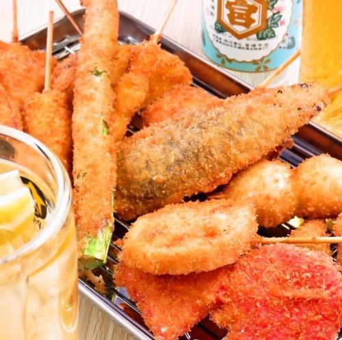 [For a casual drinking party!] Kushisanroku easy course with 11 dishes including kushikatsu and oden (1,628 yen (tax included))