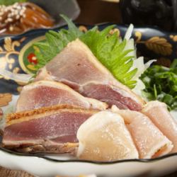 知覧鶏 炙り鶏刺し　2種盛り