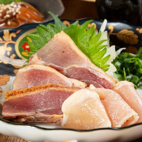 知覧鶏 炙り鶏刺 二種盛り